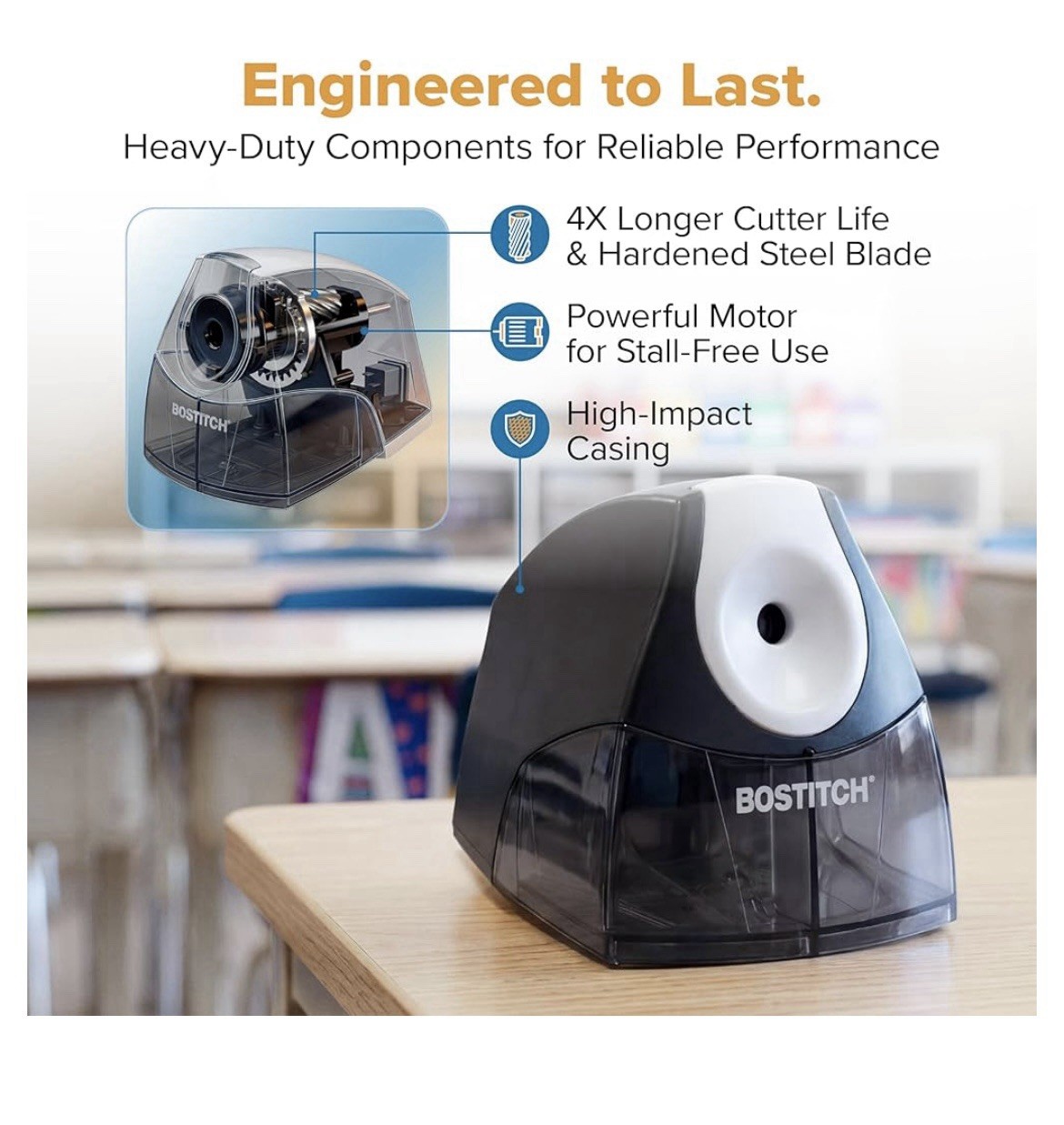 Bostitch Electric Pencil Sharpener. Heavy Duty Stall Free Motor.