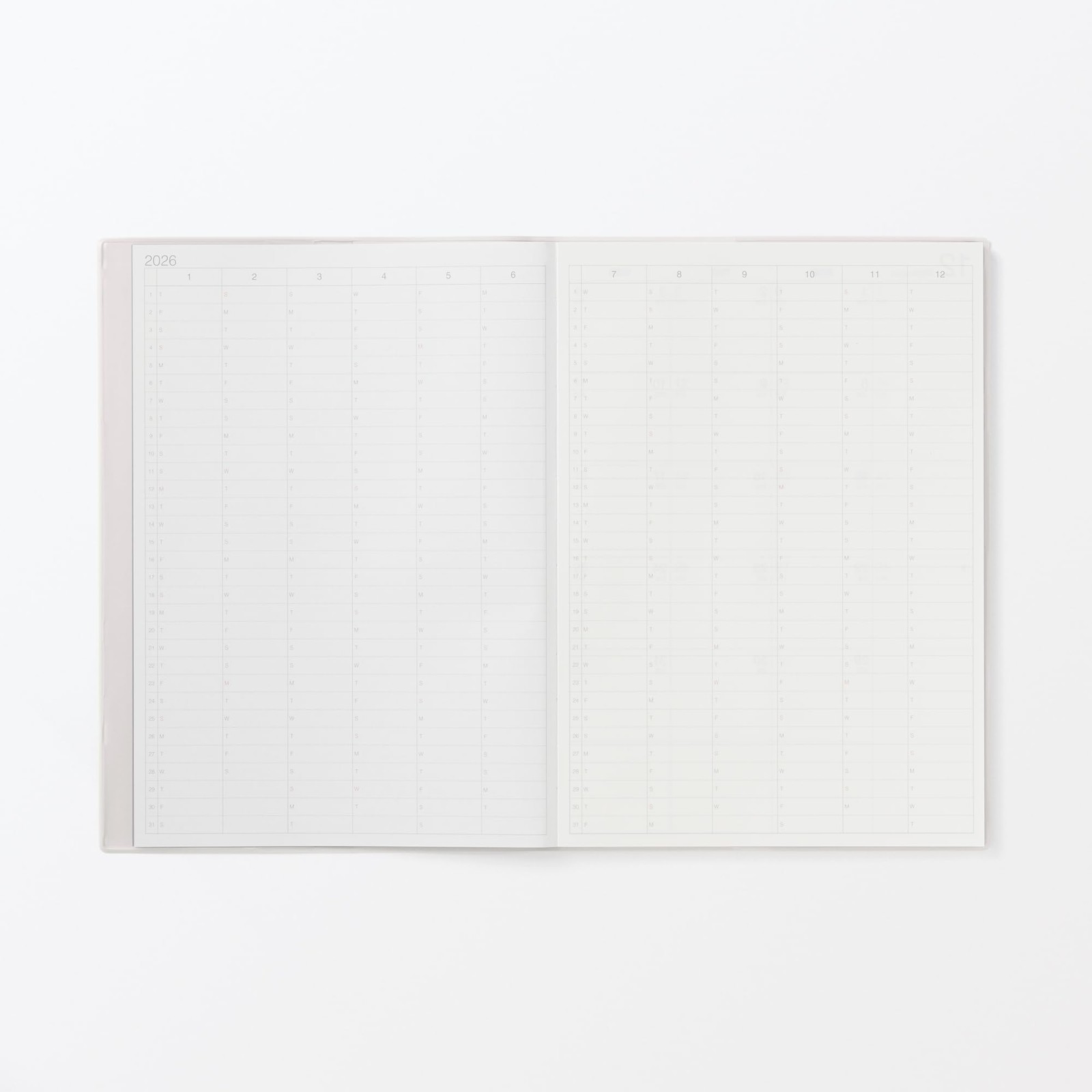MUJI Planner 2026 Monthly/Weekly, Starting December 2025, B5, White Gray