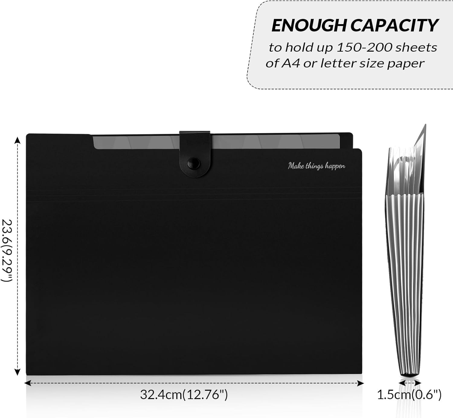 Polypropylene File Organizer for A4 and Letter Size with Durable Snap Closure