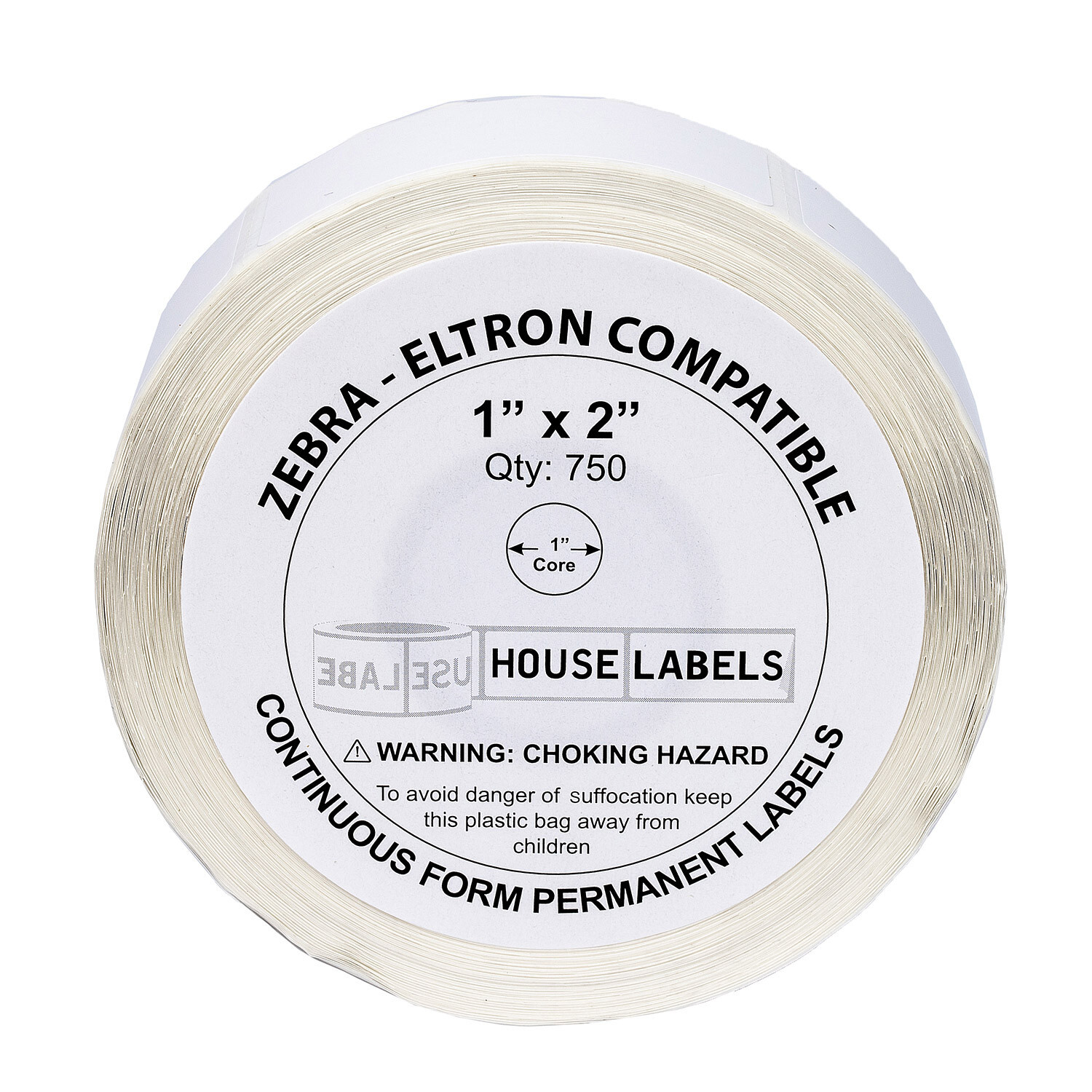 ZEBRA / ELTRON 1×2 (1″ x 2″) Direct Thermal Labels – (2) Rolls of 750 Labels