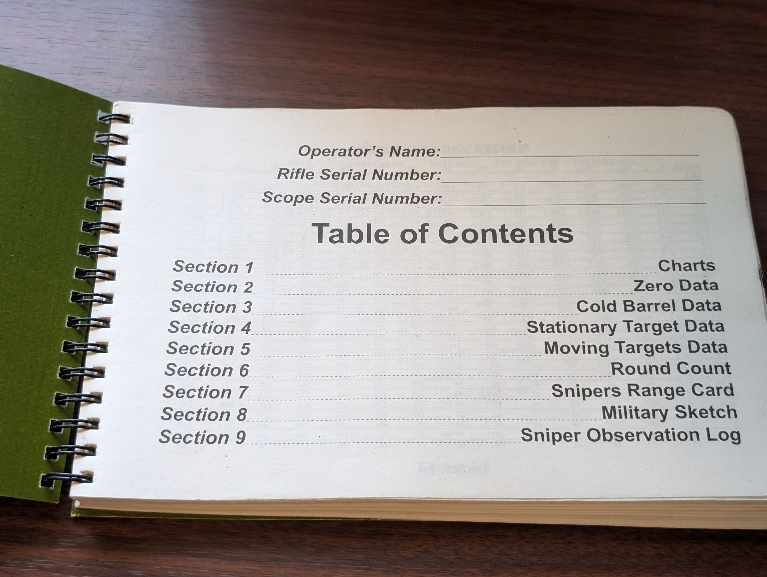 US Army Sniper Data Book Military Field Log Journal Target Spiral Bound Vintage