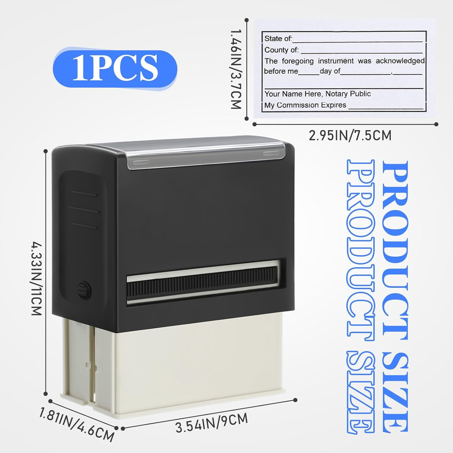 Self Inking Notary Stamp Sworn Subscribed Acknowledgement 1.46×2.95 Inch