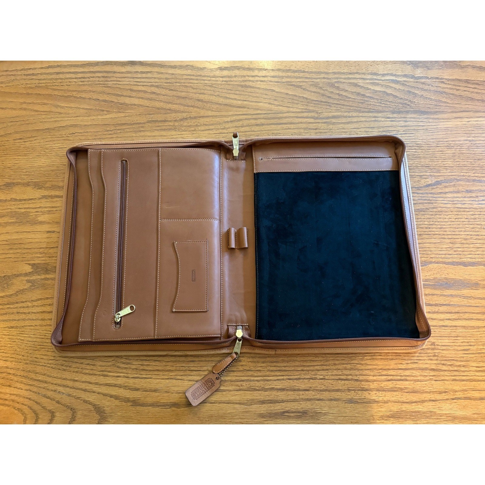 Coach Vintage Tan Leather Zip Around Portfolio Organizer Document Case Tan