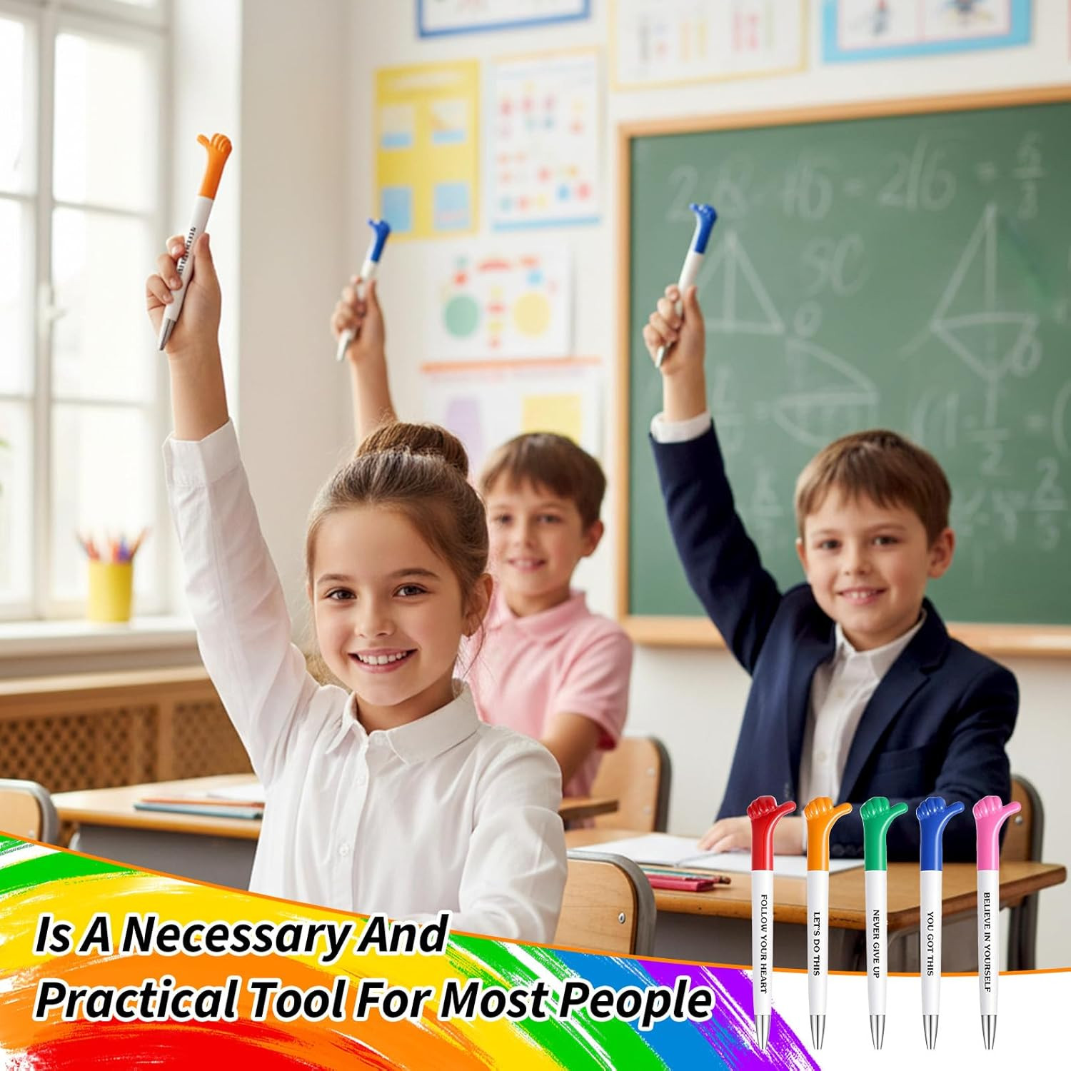 100 Pack Inspirational Quotes Thumbs up Pens Thank You Christmas Gifts Bulk Empl