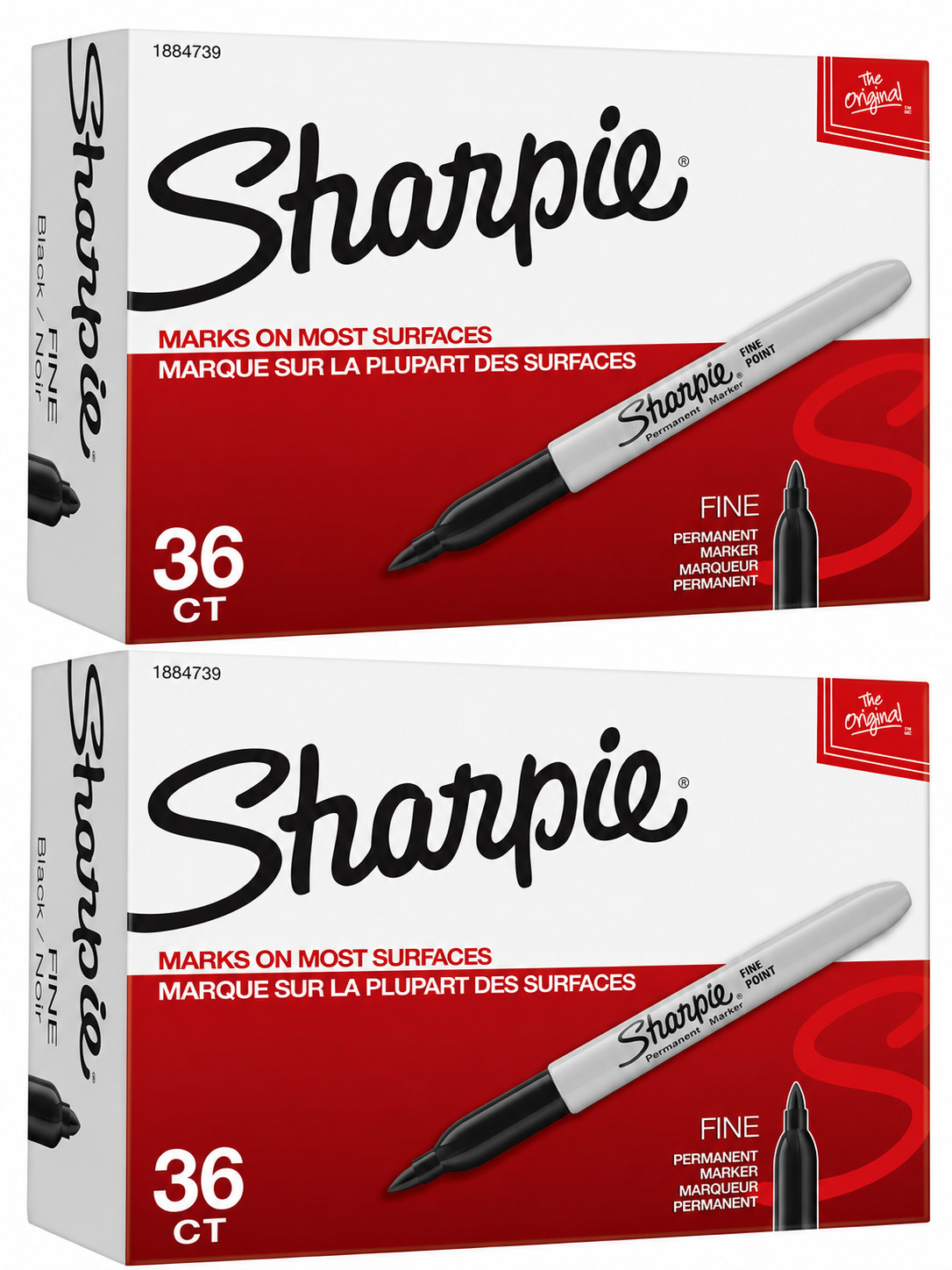 Sharpie Fine Tip Permanent Markers, Black, 36 Pack 1884739-2 boxes