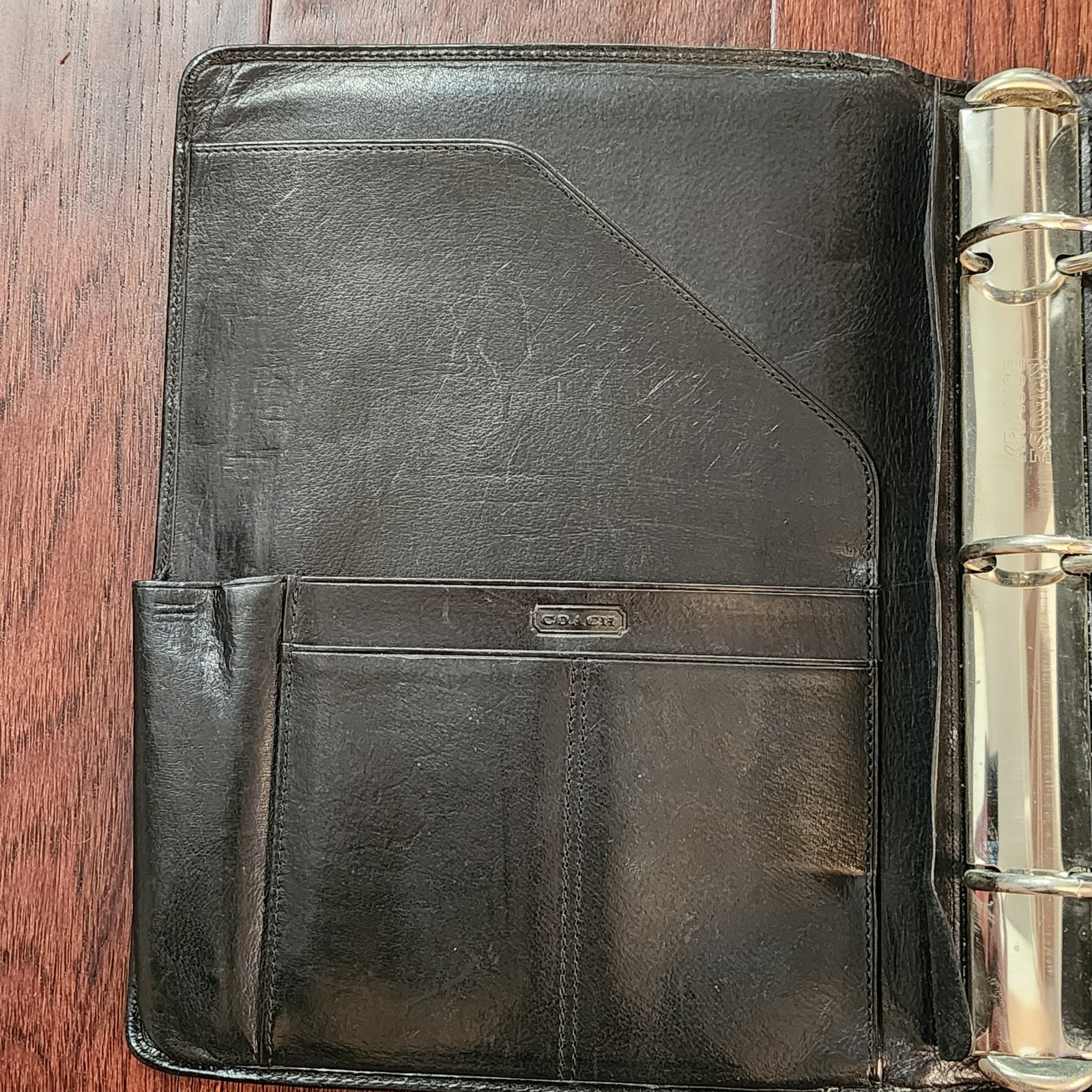 Vintage Coach 7.5″x9.5″ 3-Ring Black Leather Day Planner Binder Organizer UNISEX