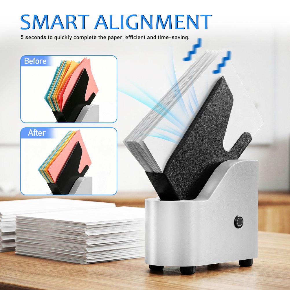 Desktop Paper Jogger 50mm, 300Sheets A4/Letter/A5 Size Paper Finisher for Office