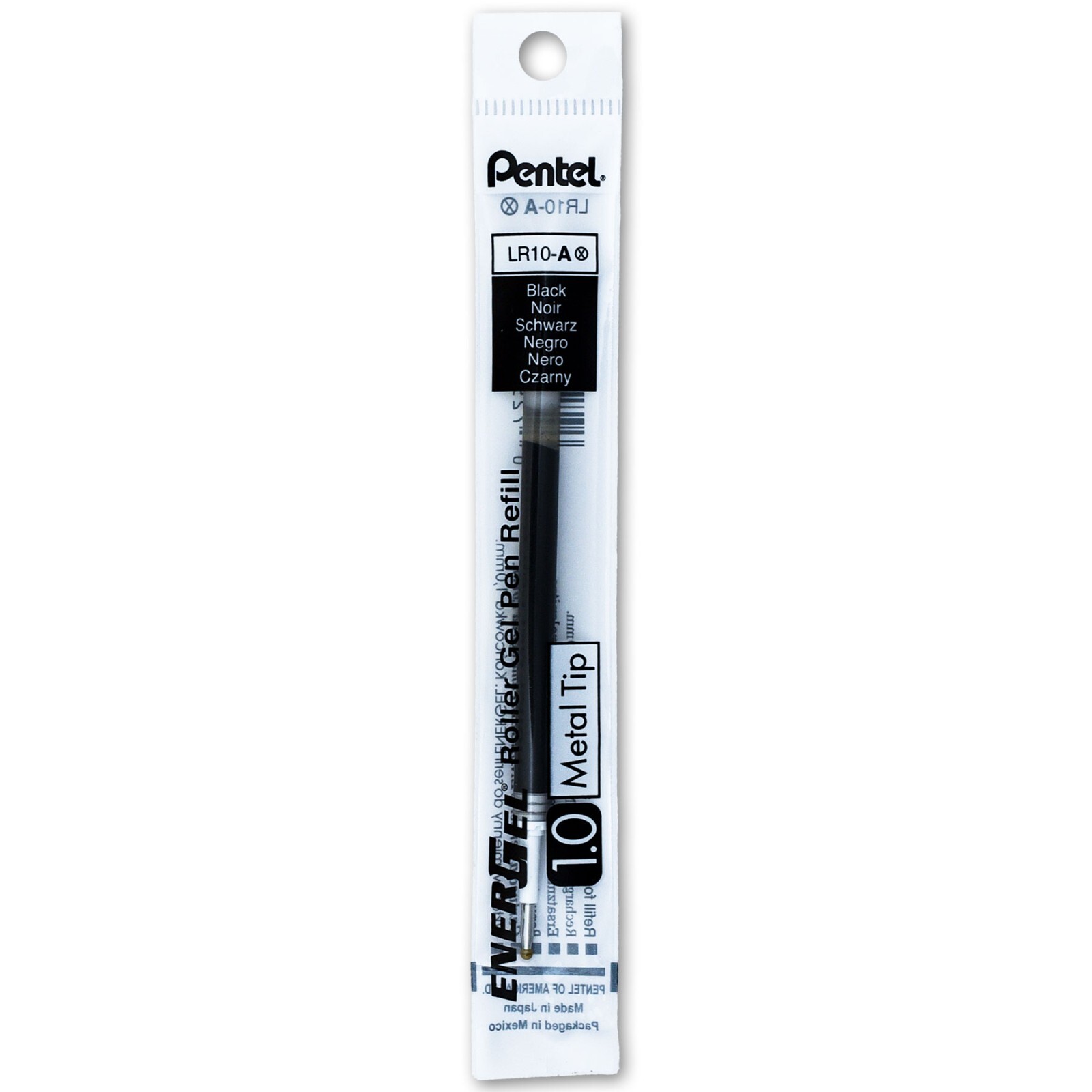 Pentel EnerGel BL110 1.0mm Bold, Black Gel Ink, 3 Pens with 6 LR10-A Refills