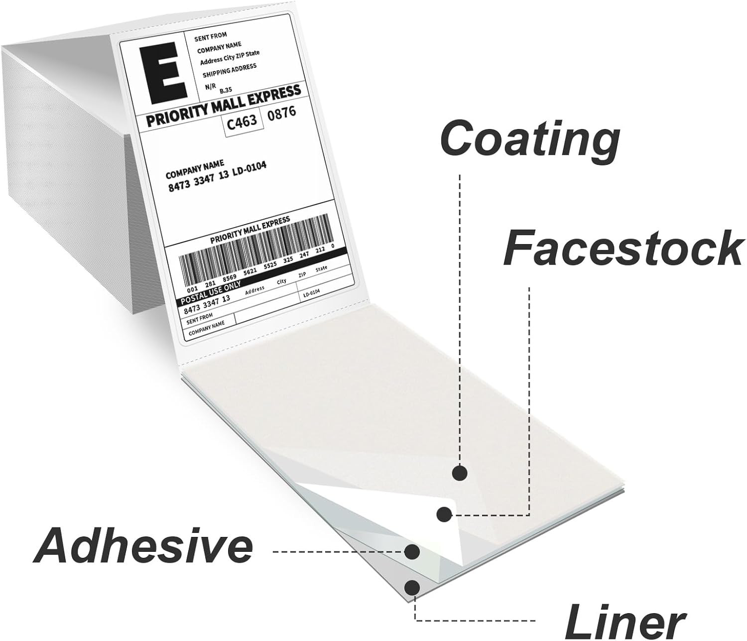 100 4X6 Thermal Labels 100/Stack, Shipping Thermal Labels 4X6 Fanfold Compatibl