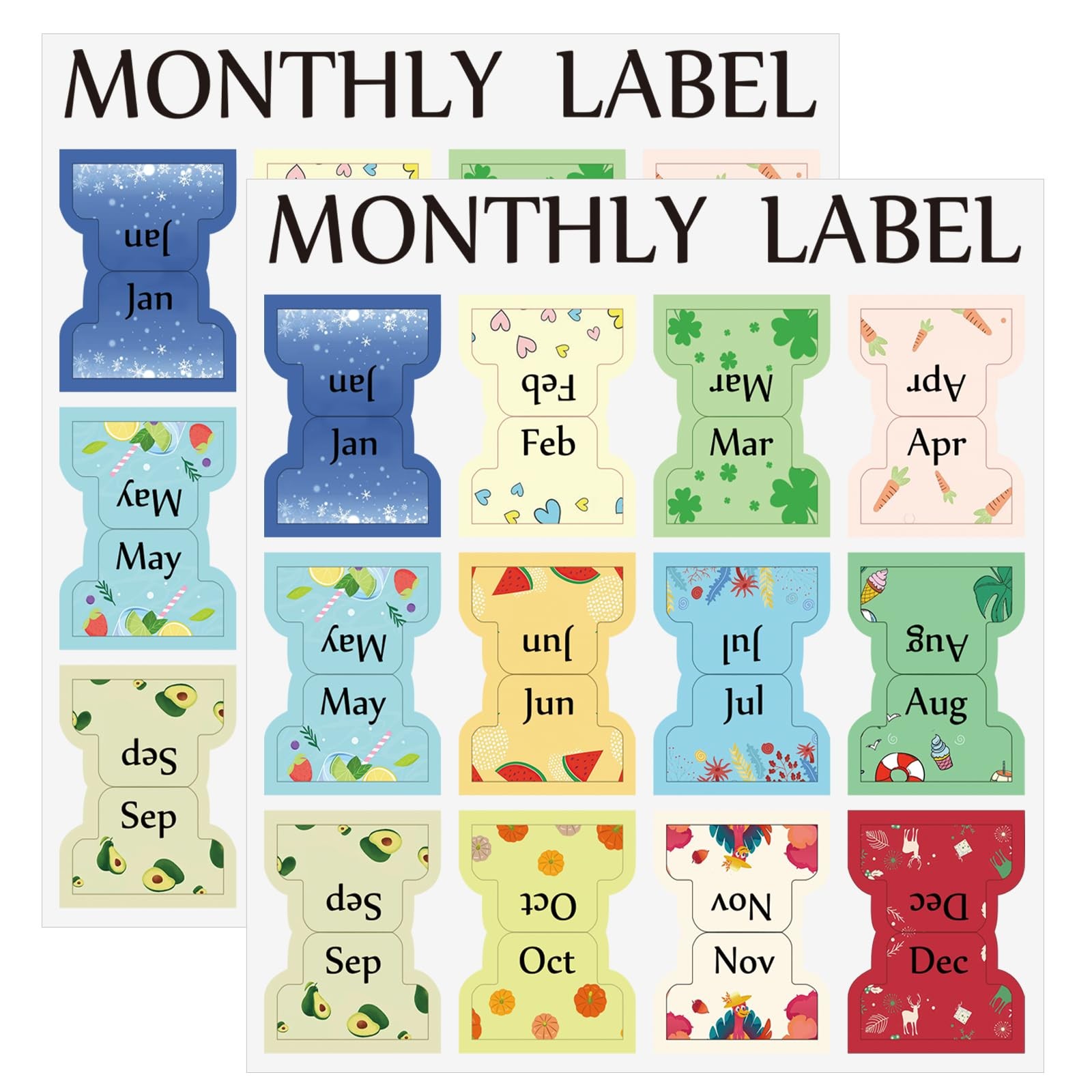 CIEMODA 2 Sheets Colorful Monthly Adhesive Tabs, 24 Pcs Monthly Divider Tabs,…