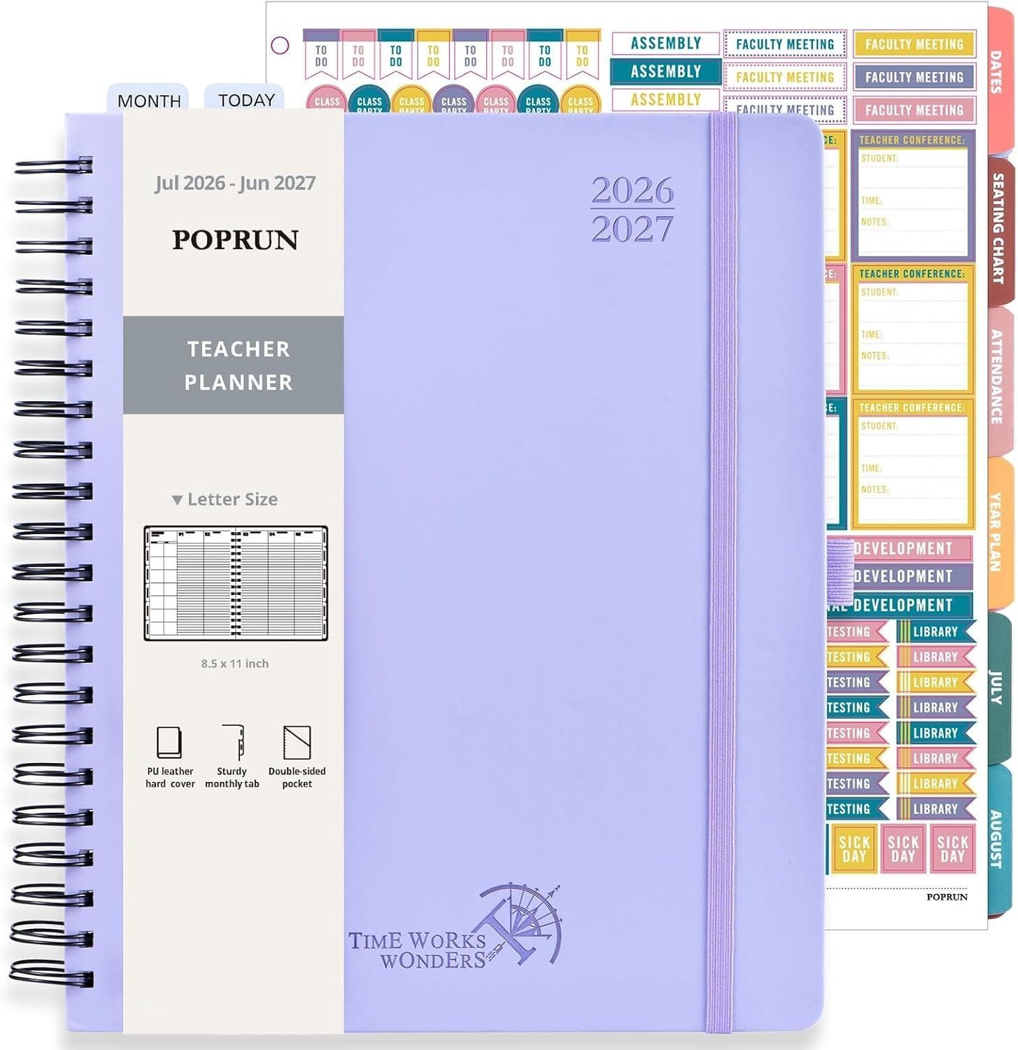 POPRUN Teacher Lesson Planner 2026-2027, (Letter Size – 8.5” x 11”) Academic P