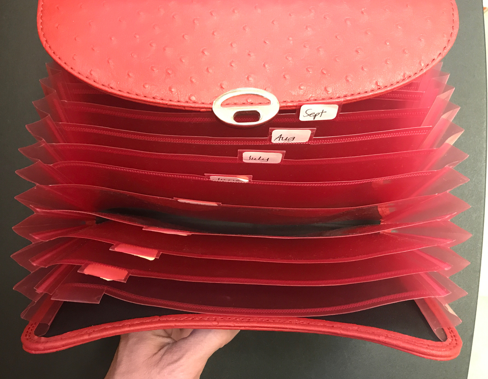 Better Office Products Pocket Expanding File Red Purse Bag 10.5”