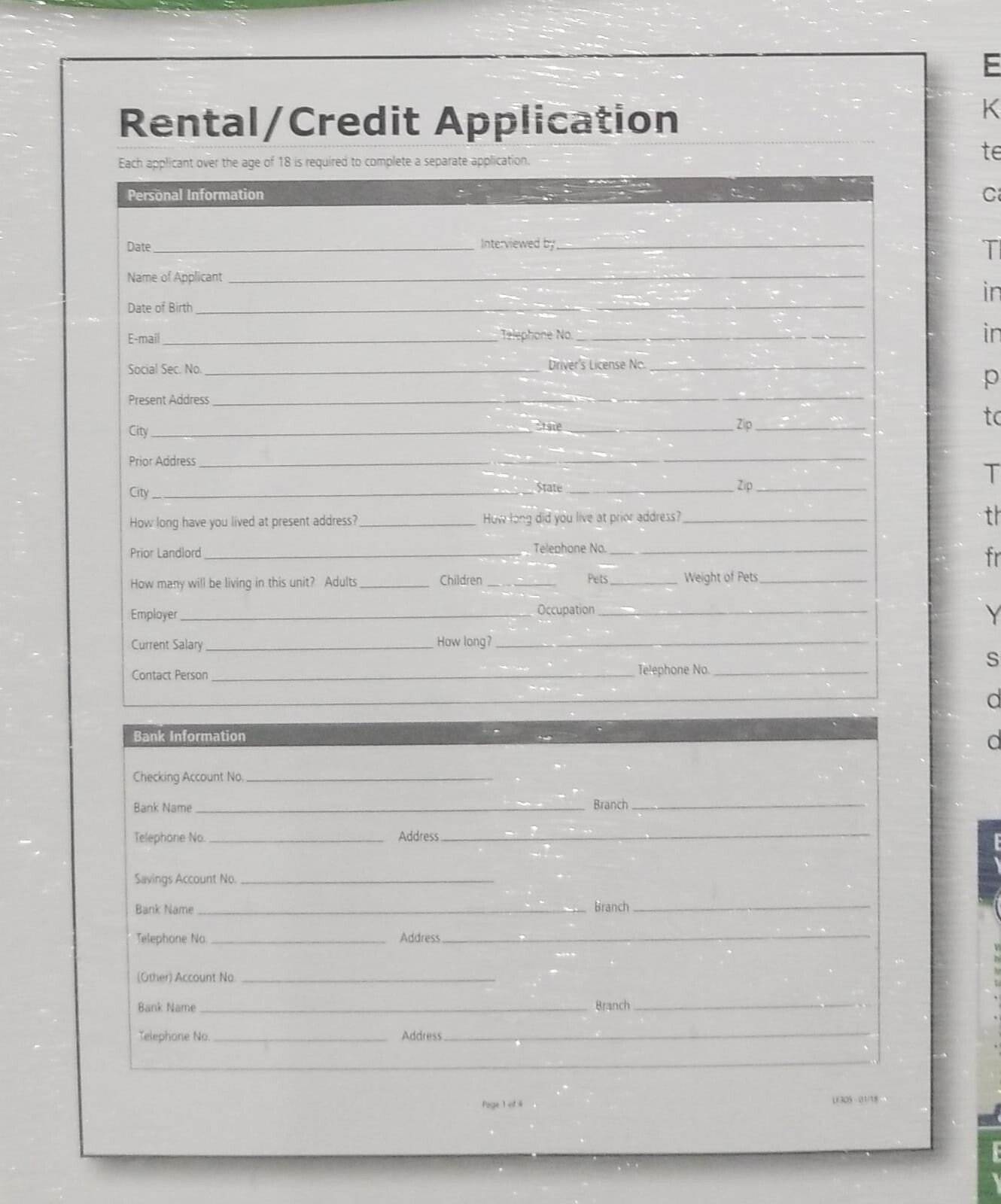 Adams Rental and Credit Agreement Forms and Instructions LF305