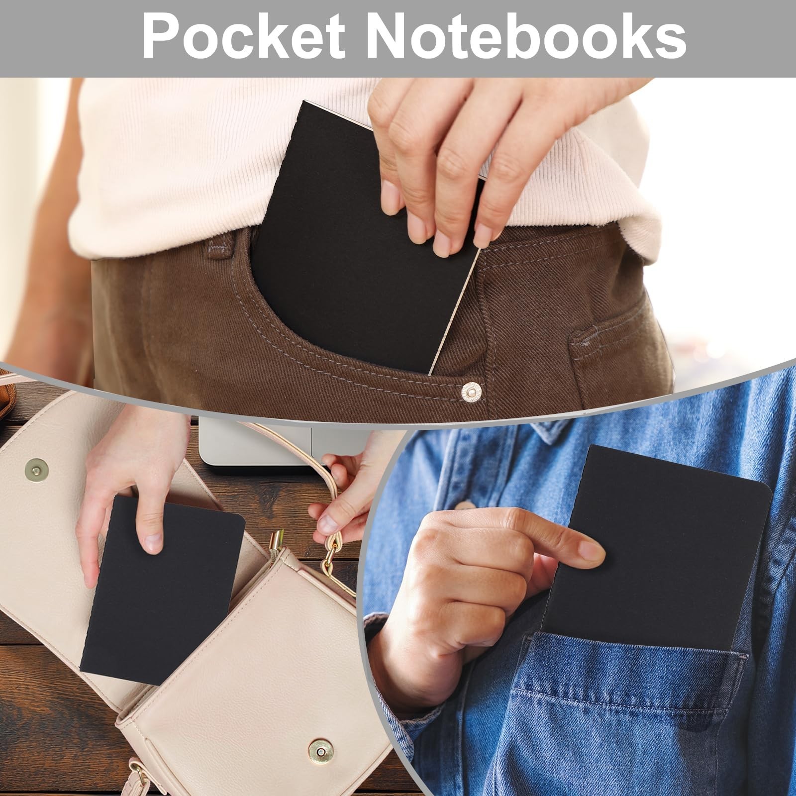 LABUK 12pcs Pocket Notebook 3.5 x 5.5in, Lined Small Notebooks, Black Softcov…