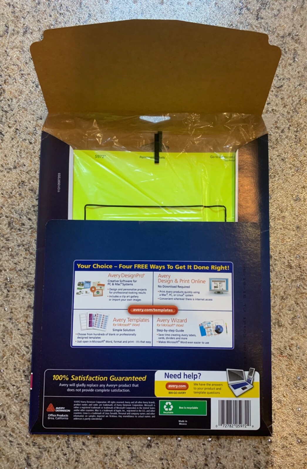 Avery 5970 Neon Magenta & 5972 Yellow sticker labels 1″ x 2 5/8″ see description
