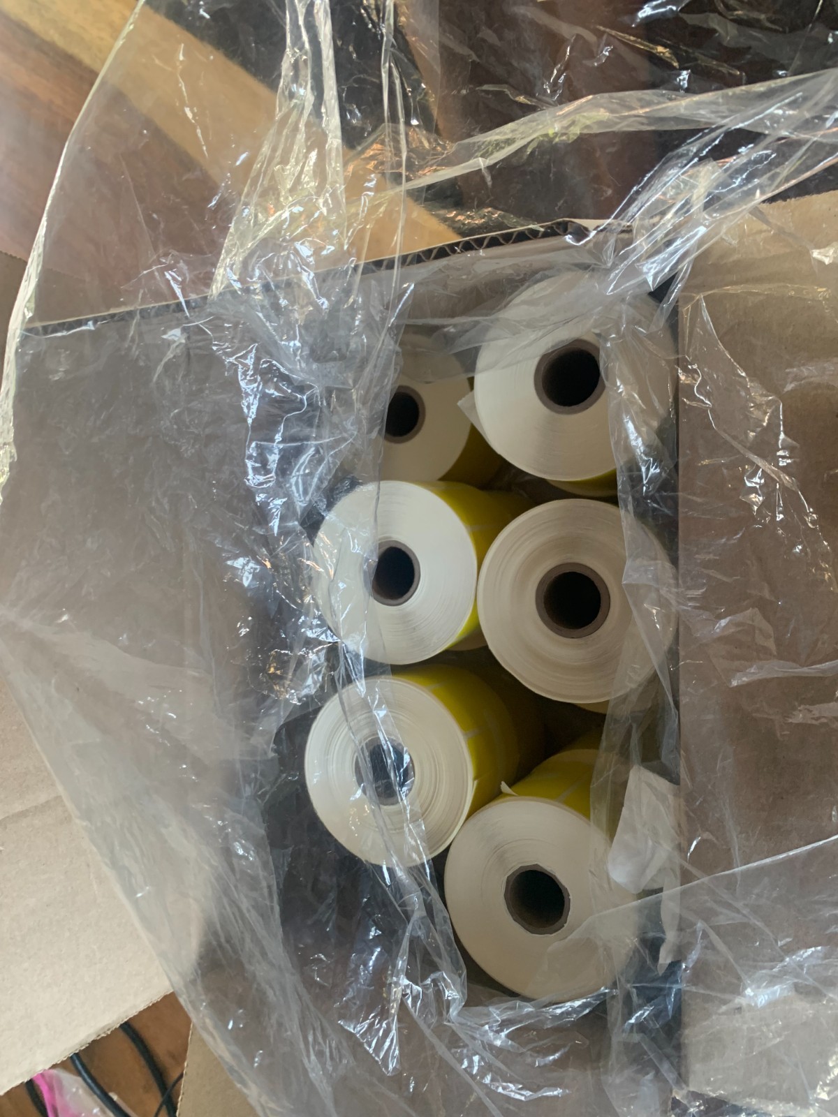Uline 2.5×1 thermal labels(different colors, Green, Yellow, and Green