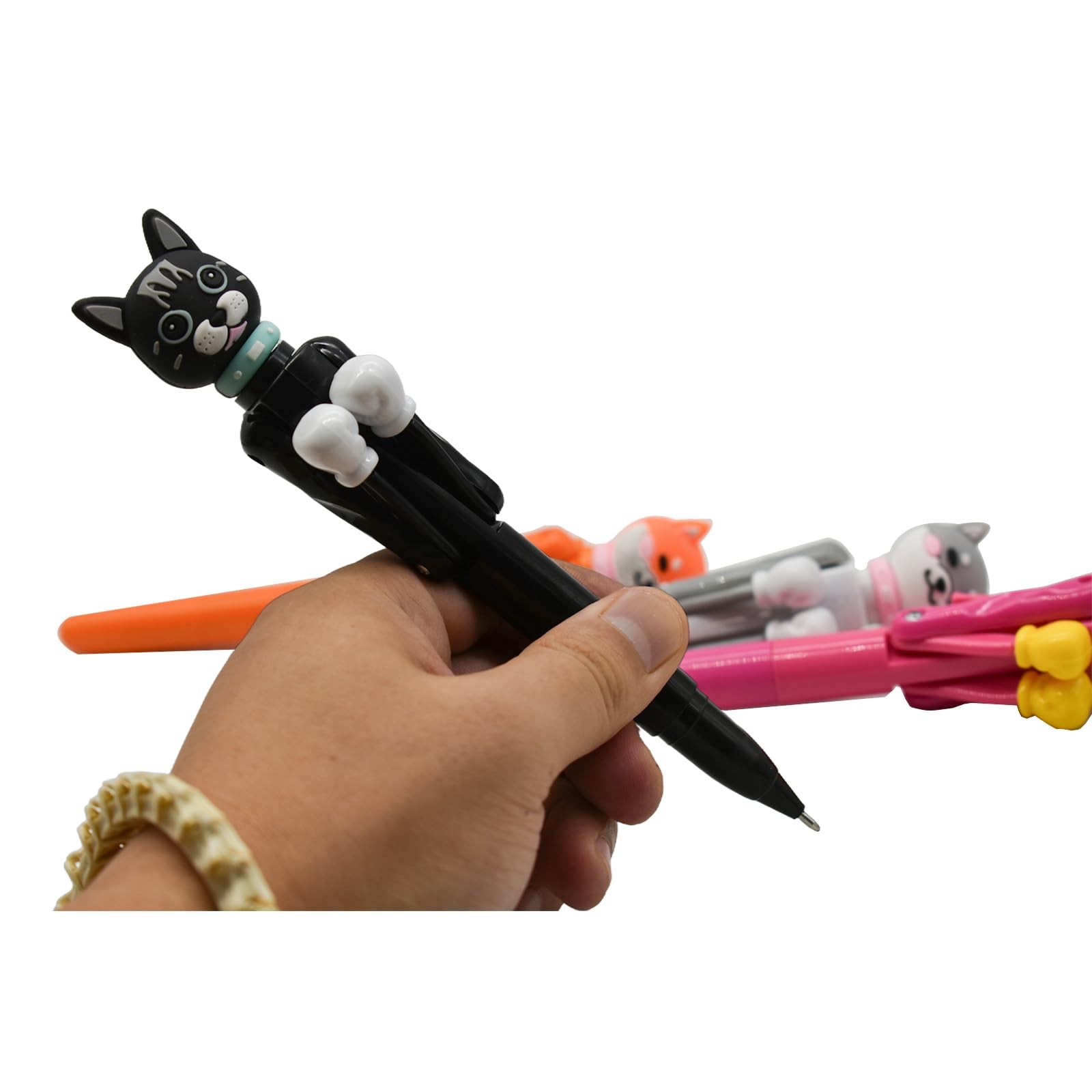 Lopenle 4 PCS Fun Boxing Cat Pens Cool Catty 1 Count (Pack of 4), Multicolor