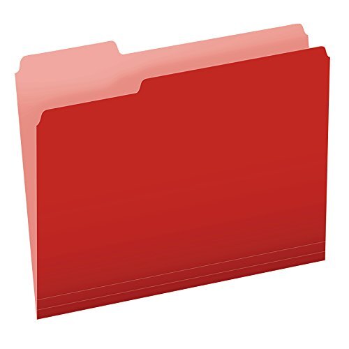Two-Tone Color File Folders Letter Size Red 1/3 Cut 100 per box 152 1/3 RED