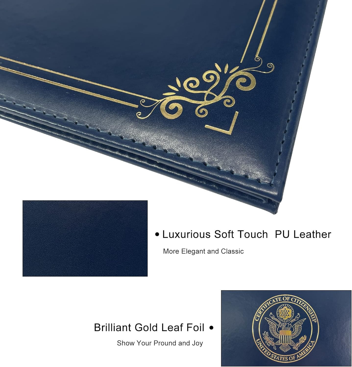 Deluxe US Citizenship Certificate Holder 2025 Naturalization Padded PU Leathe…