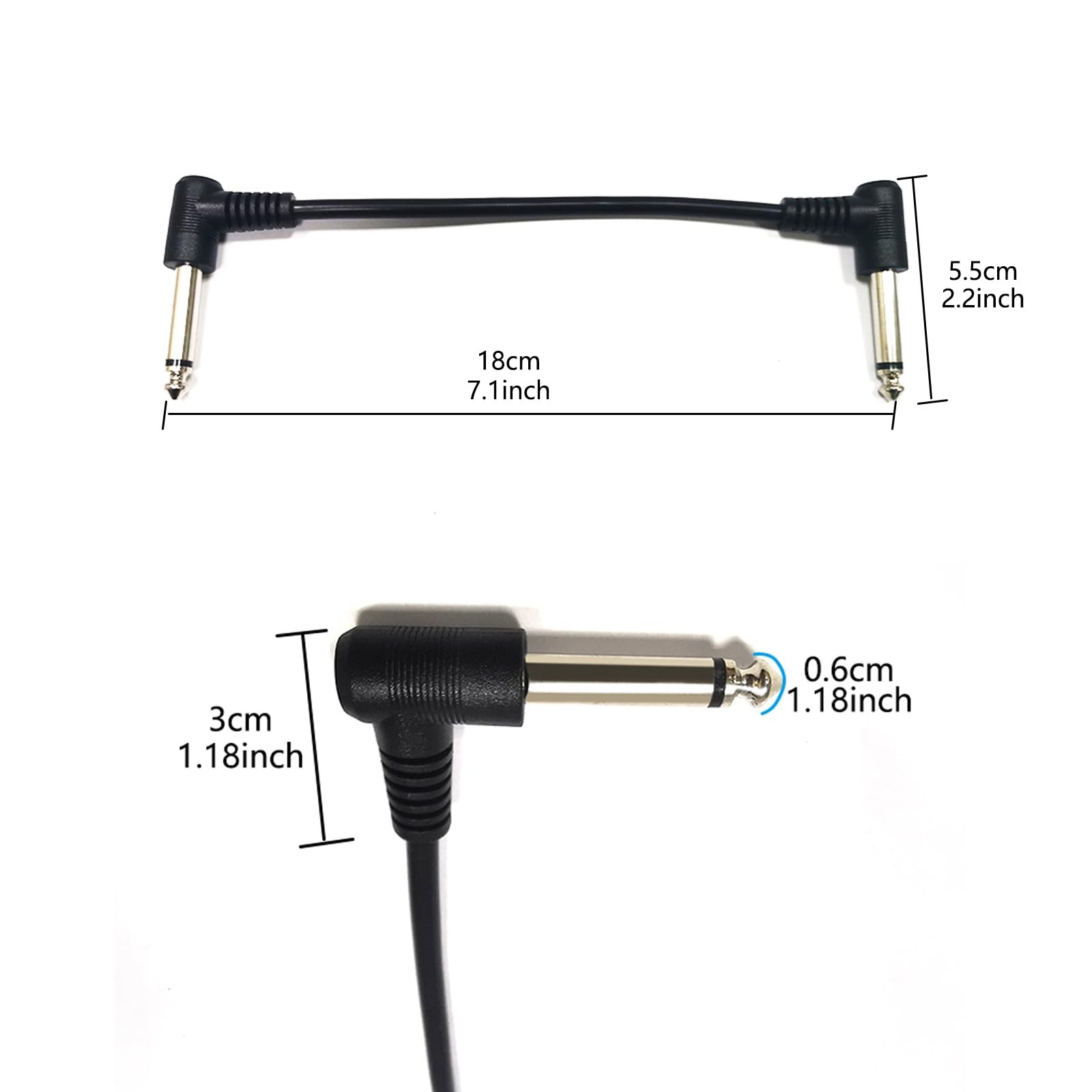 6-Pack 6-Inch Shielded 1/4″ Guitar Pedal Patch Cables for Effects Boards