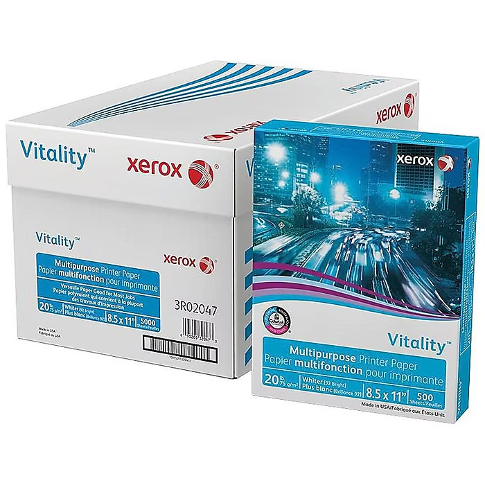 Xerox Vitality 8.5″ x 11″ Multi-use Printer Copy Paper 20 lbs 92 Brightness 5000