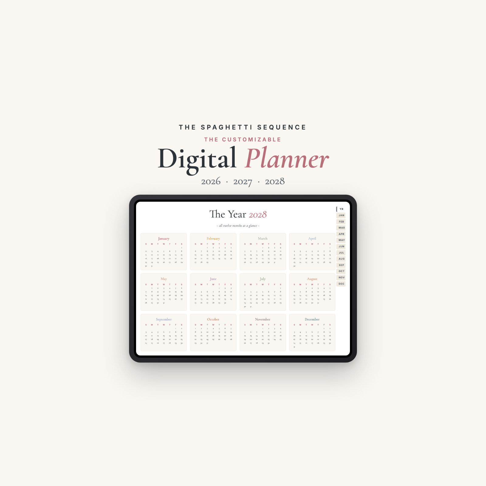 Digital Planner 2026 2027 2028 Dated GoodNotes Notability iPad Android Tablet