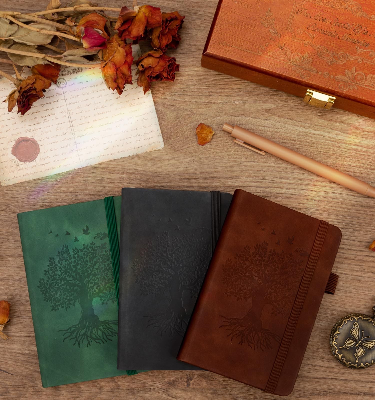 A6 Pocket Journaling Notebooks 3 Pack 360 Pages with Pen Holder
