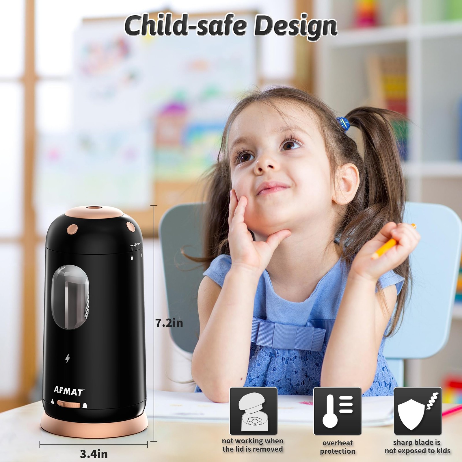 Electric Pencil Sharpener, Auto in & Out, Fully Automatic Pencil Sharpener, R…