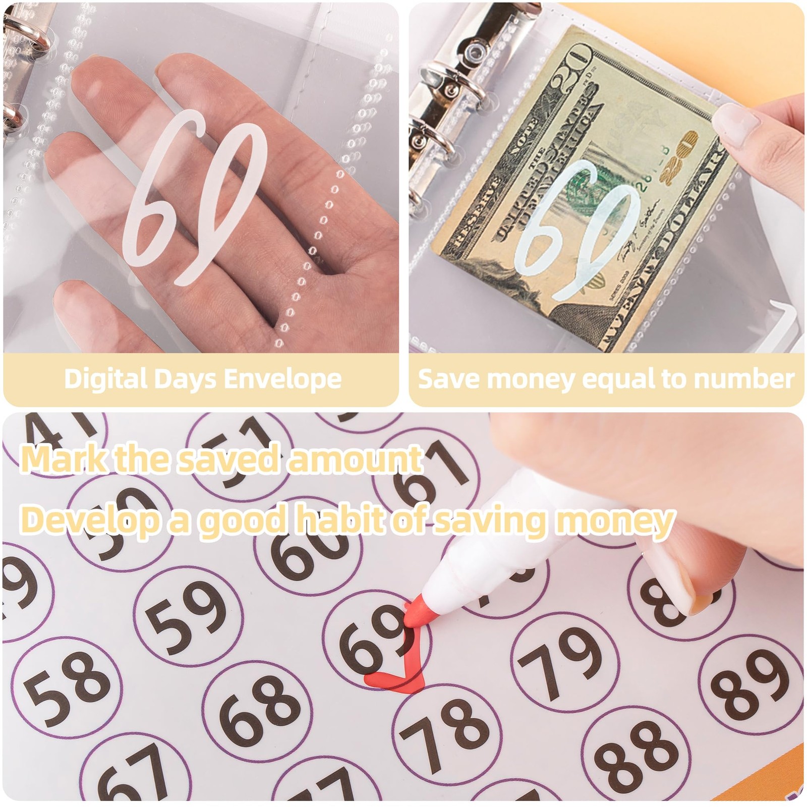 100 Envelopes Saving Challenge Binder Budget with Cash Envelopes and Saving T…