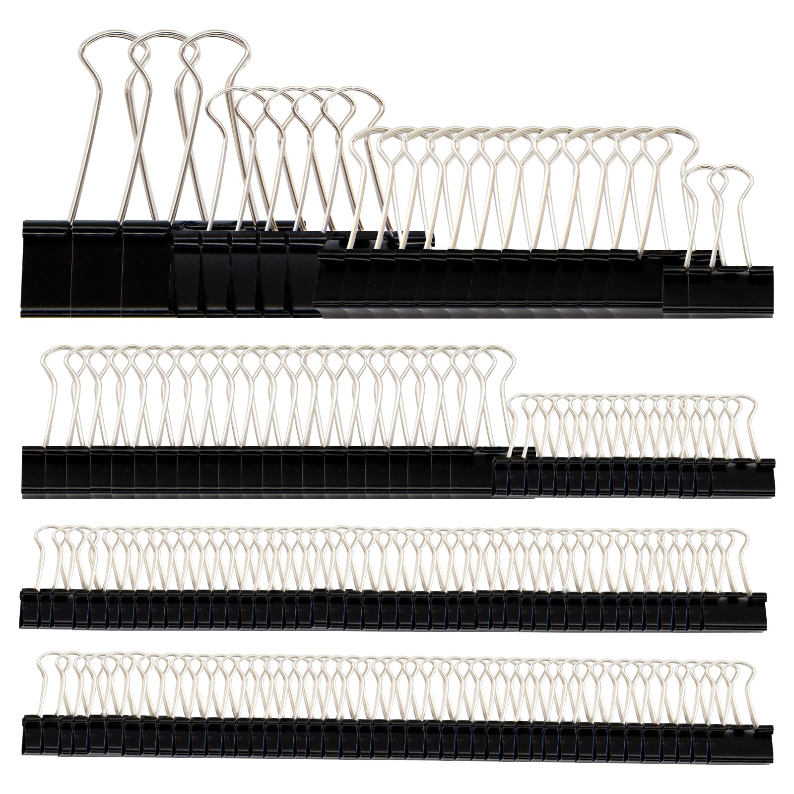 DSTELIN Binder Clips Paper Clamps Assorted Sizes 150 Count Black, Large, Medi…