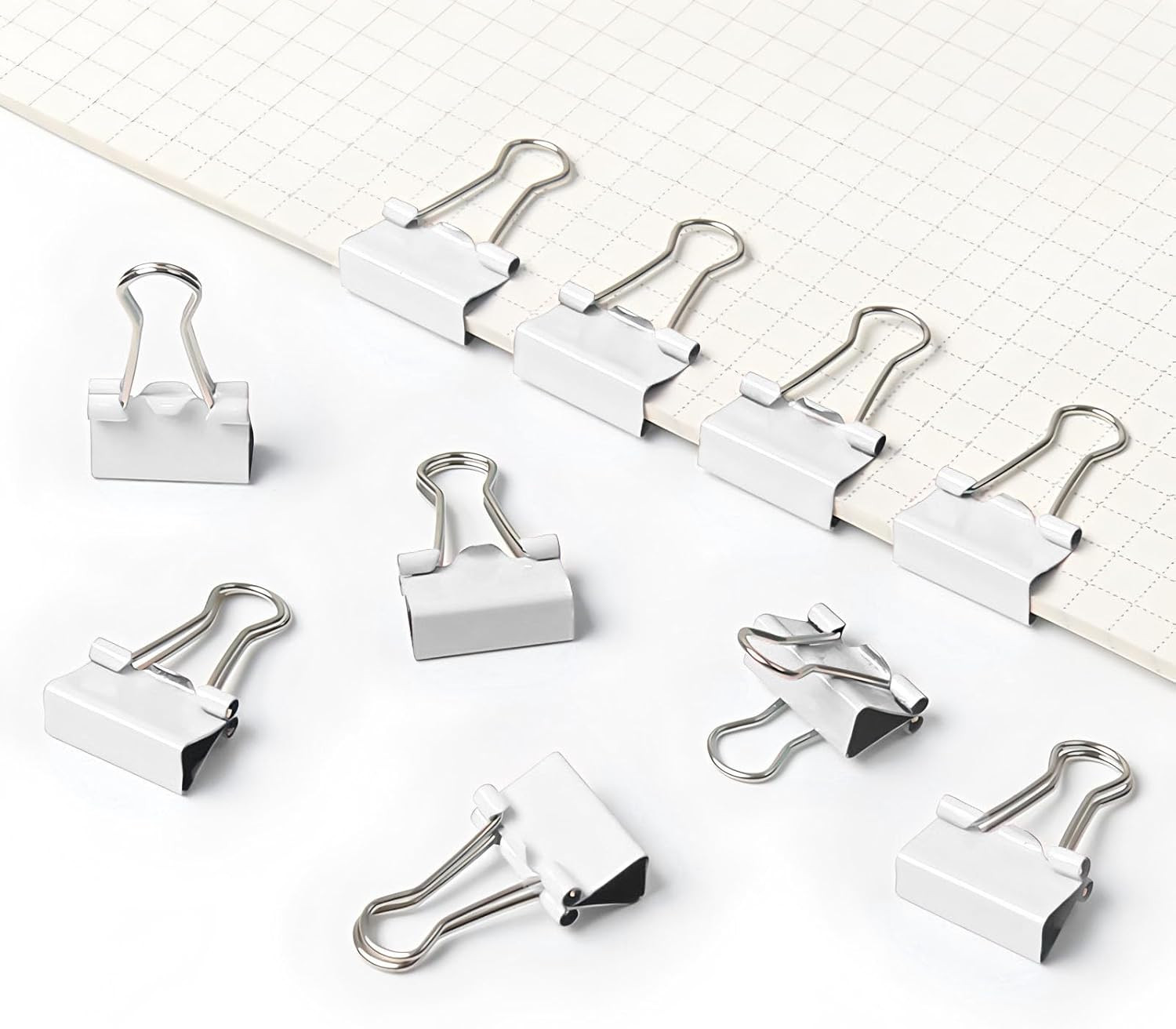 50 Pack Small White Binder Clips 3/4 Inch (19 Mm), Colored Little Paper Clamps,