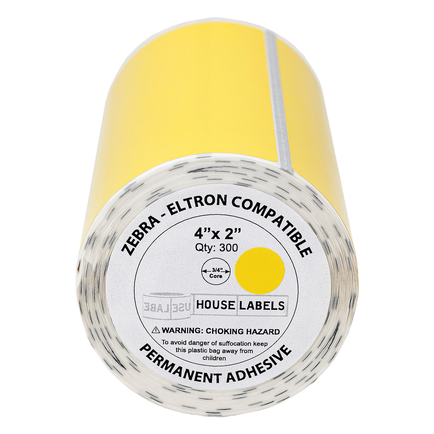 4″x2″ Direct Thermal YELLOW Labels Mobile, 0.75″ Core 300 labels per 1 Roll