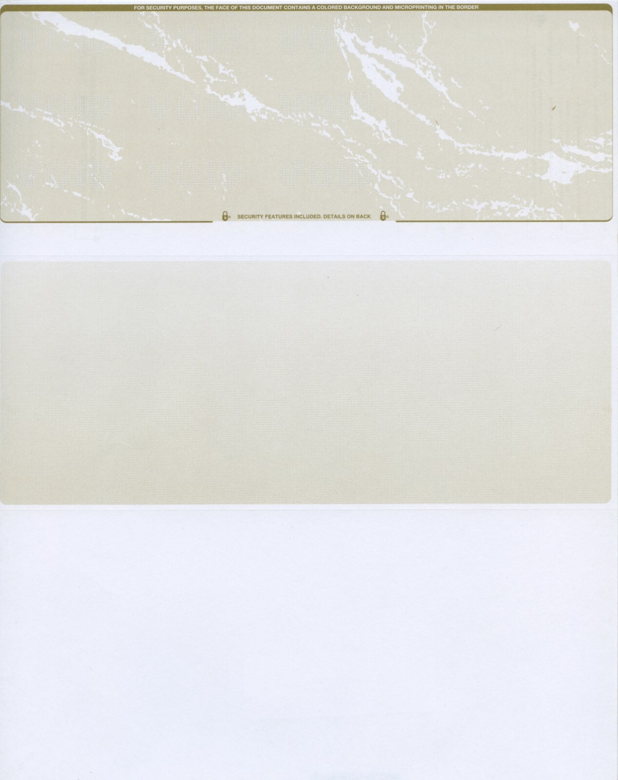 250 Blank Check Stock Paper – Check on Top – Gold Marble