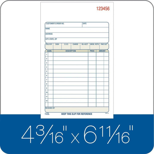 Adams Sales Order Book, 3-Part 1 Count (Pack of 1), White/Canary/Pink