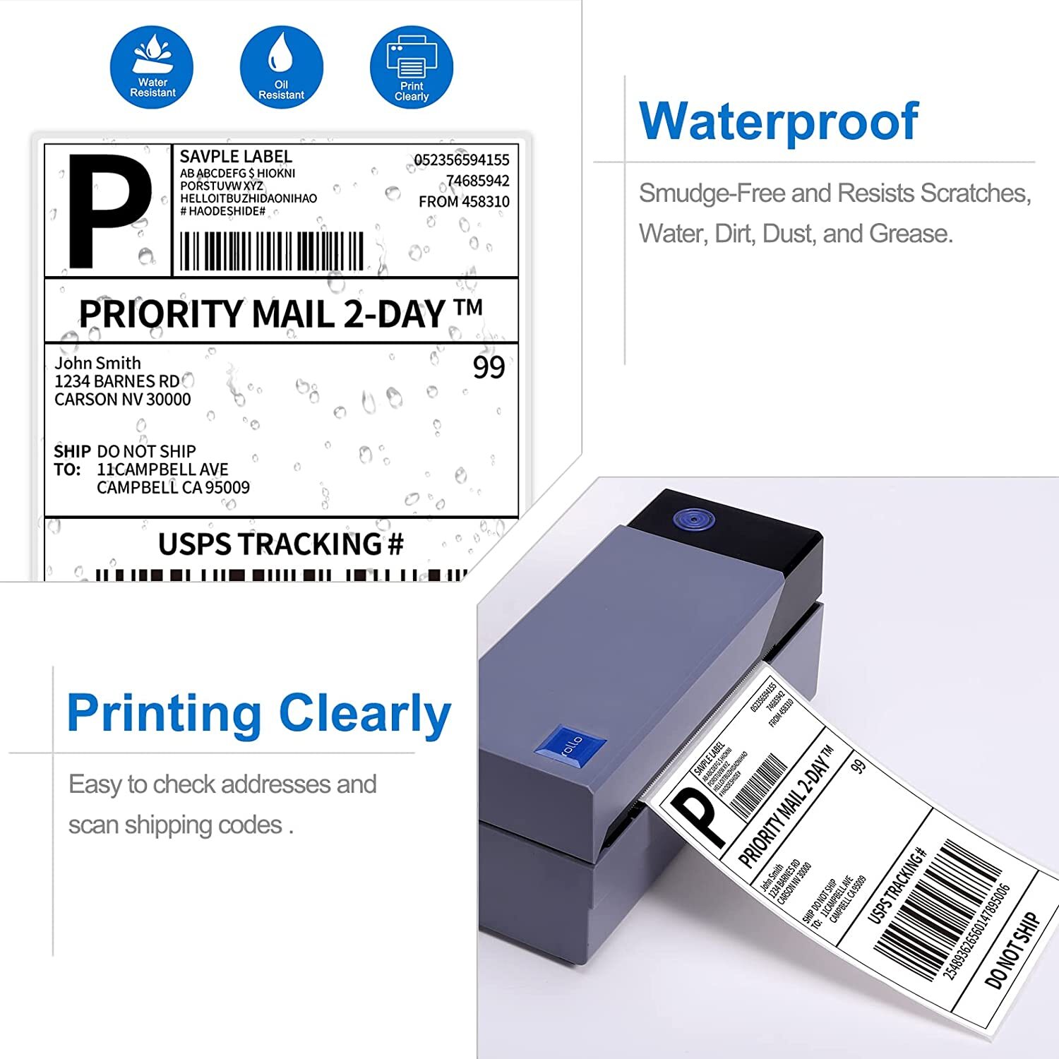 500-10000 Fanfold 4x6INCH Direct Thermal Shipping Labels for Zebra Rollo Printer