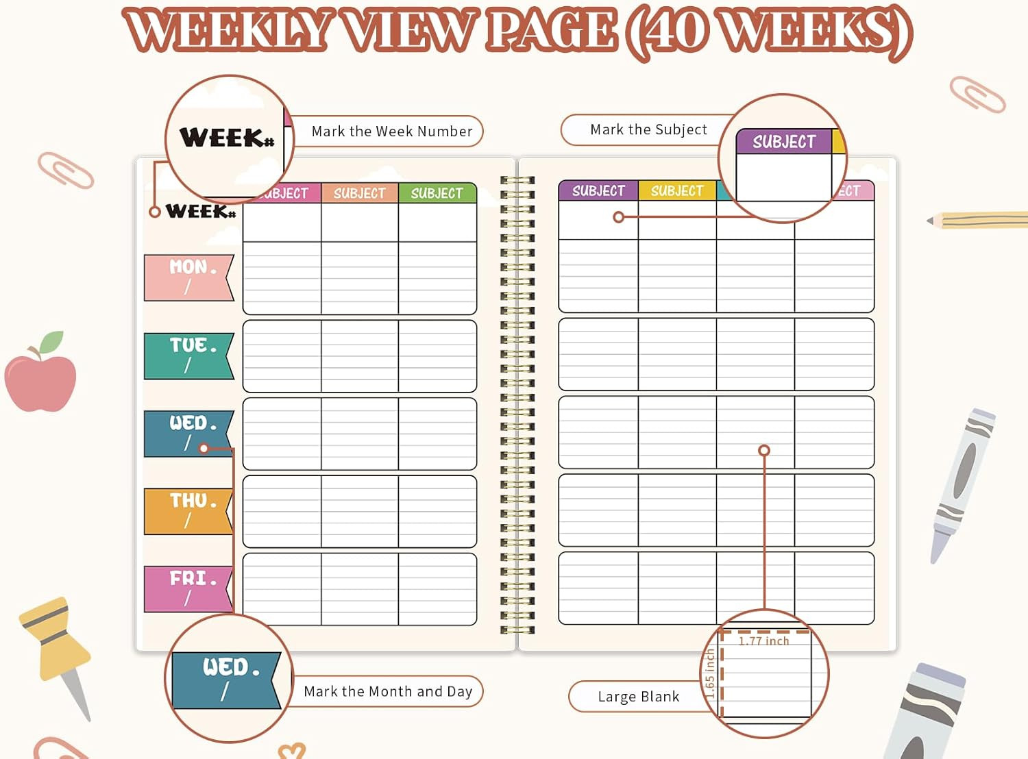 Undated Teacher Planner 2026-2027 – Teacher Lesson Planner, 9”X11”, Newly Page