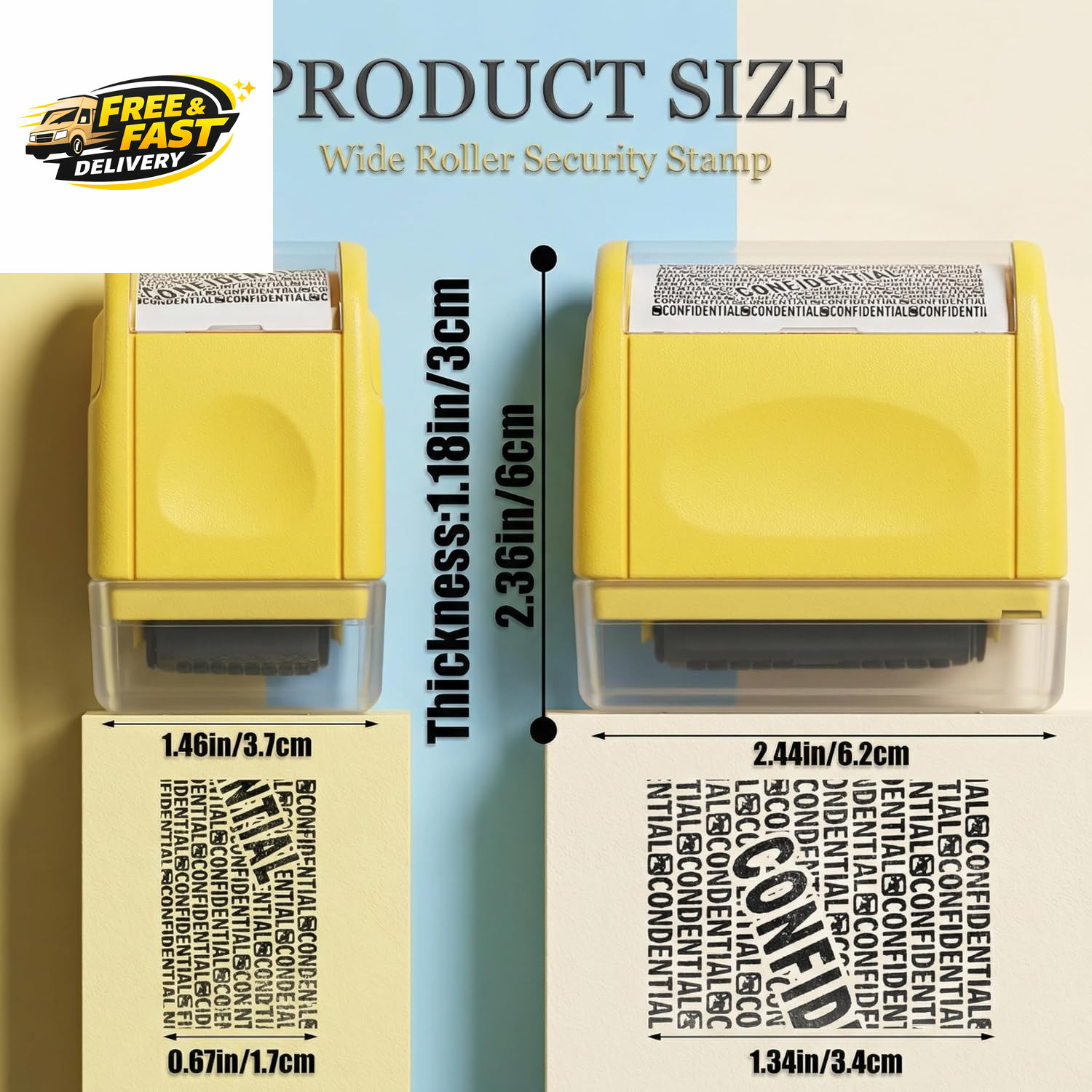 2 Pack Identity Protection Roller Stamp Identity Theft, Confidential, Privacy Ro