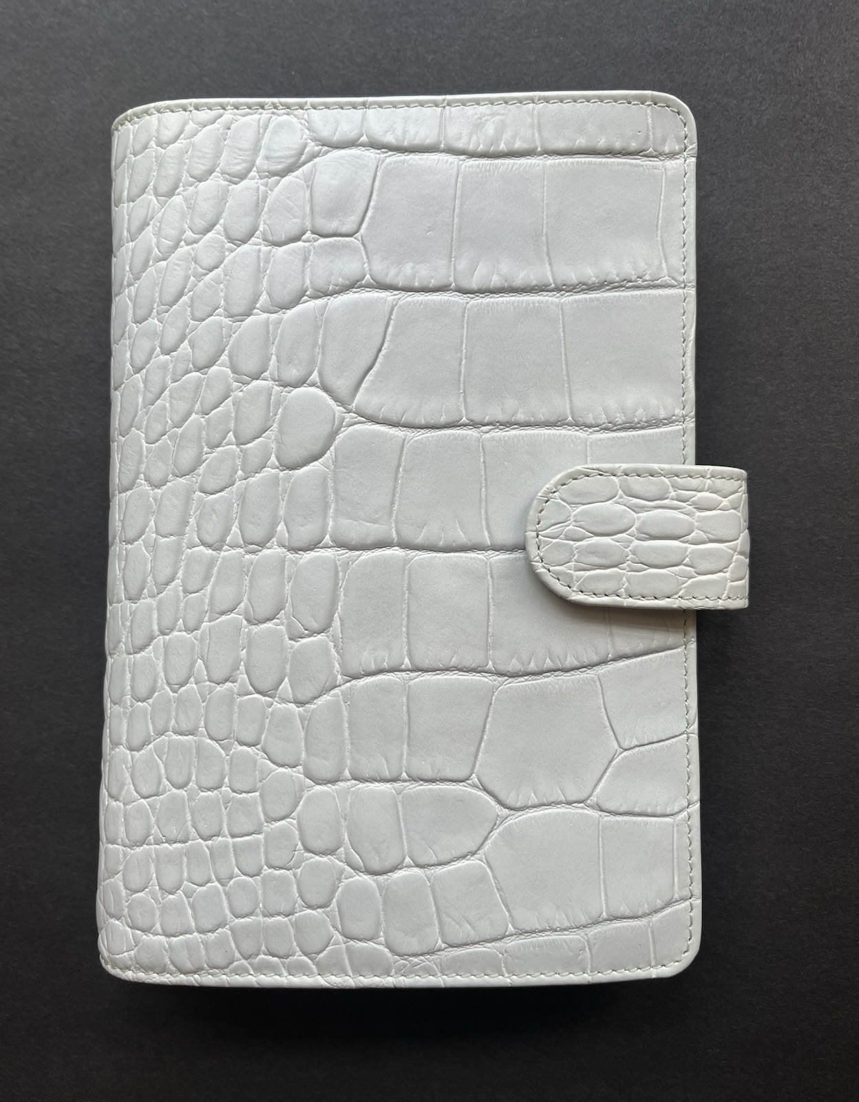 Filofax Classic Croc Organizer Personal Size “Silver Mist” EUC Soft Italian Calf