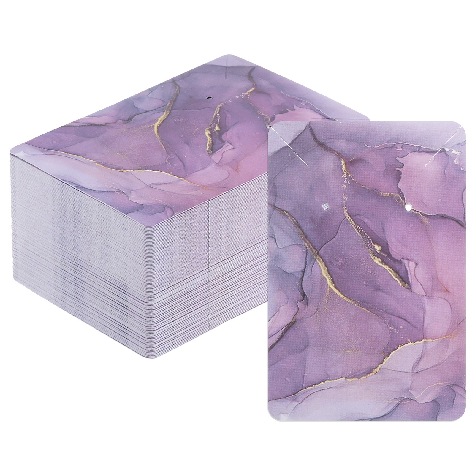 Earring Display Cards 100Pcs, Paper Earring Holder Rectangle Style 11 Purple