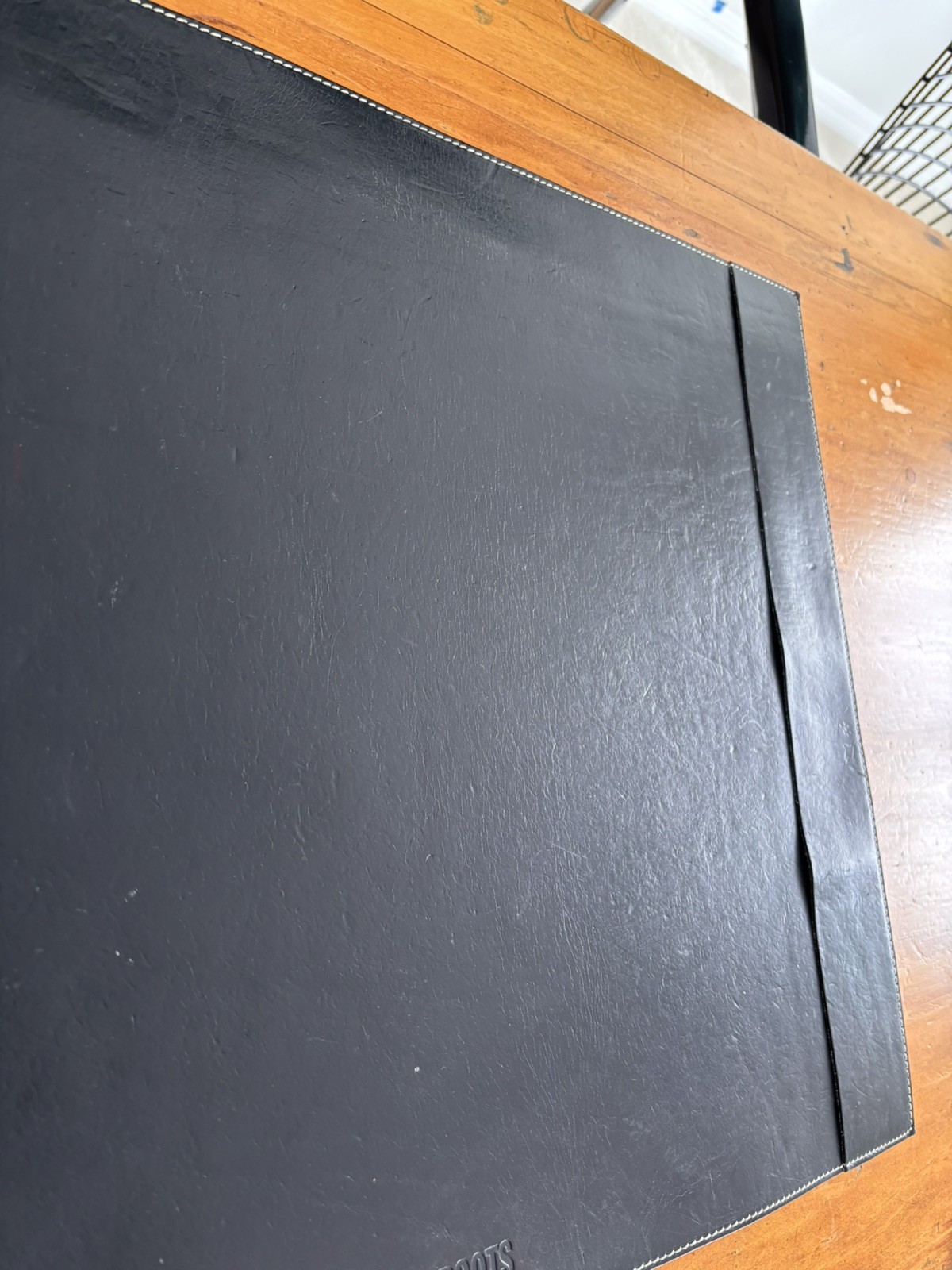 Vintage Desk Pad Blotter Black Leather Roots Canada 22 x 18
