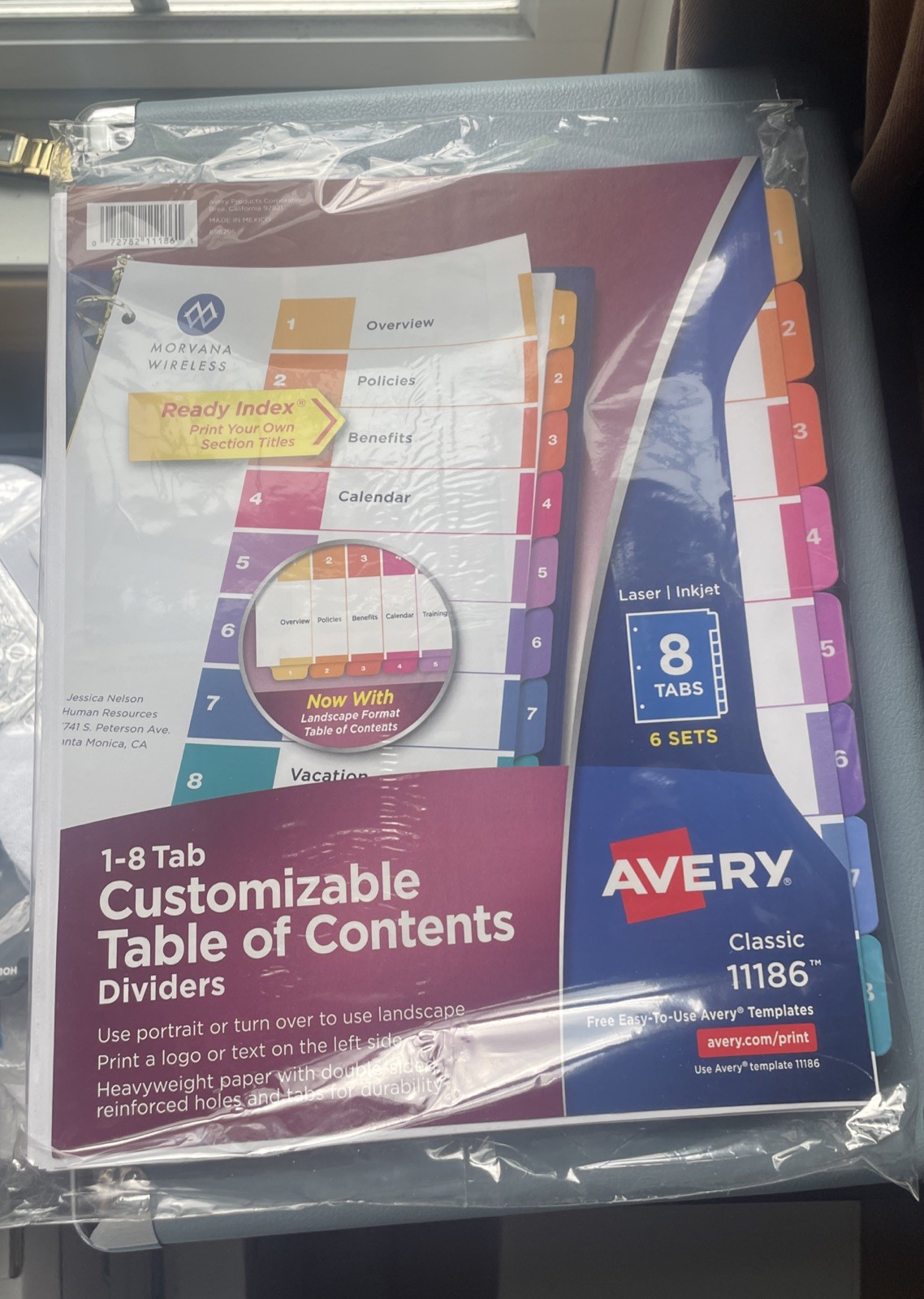 Avery Ready Index Table of Contents Reference Divider 8 Tab 6 Set Classic 11186