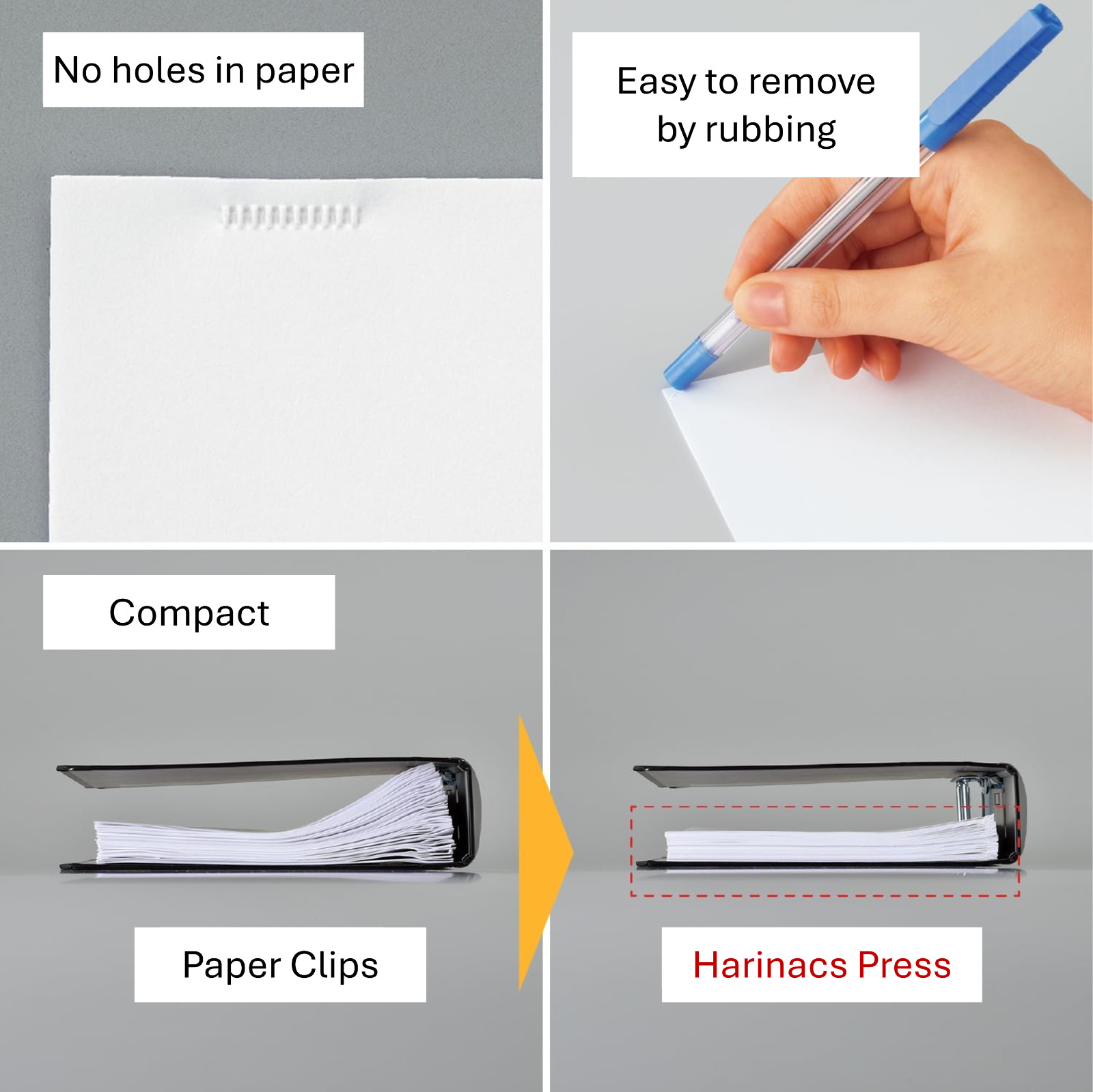 stapleless stapler harinacs press holeless for 5 sheets binding white japan