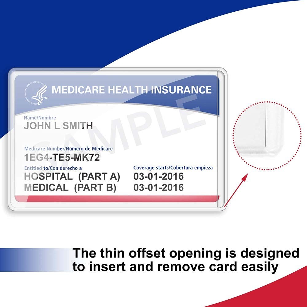 LotFancy 16 Pack New Medicare Card 3.54″ L x 2.24″ W-Medicare Card, Clear