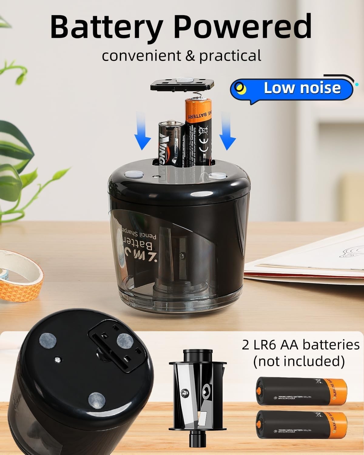 Battery Powered Electric Pencil Sharpener,Small Battery Operated Colored Penc…