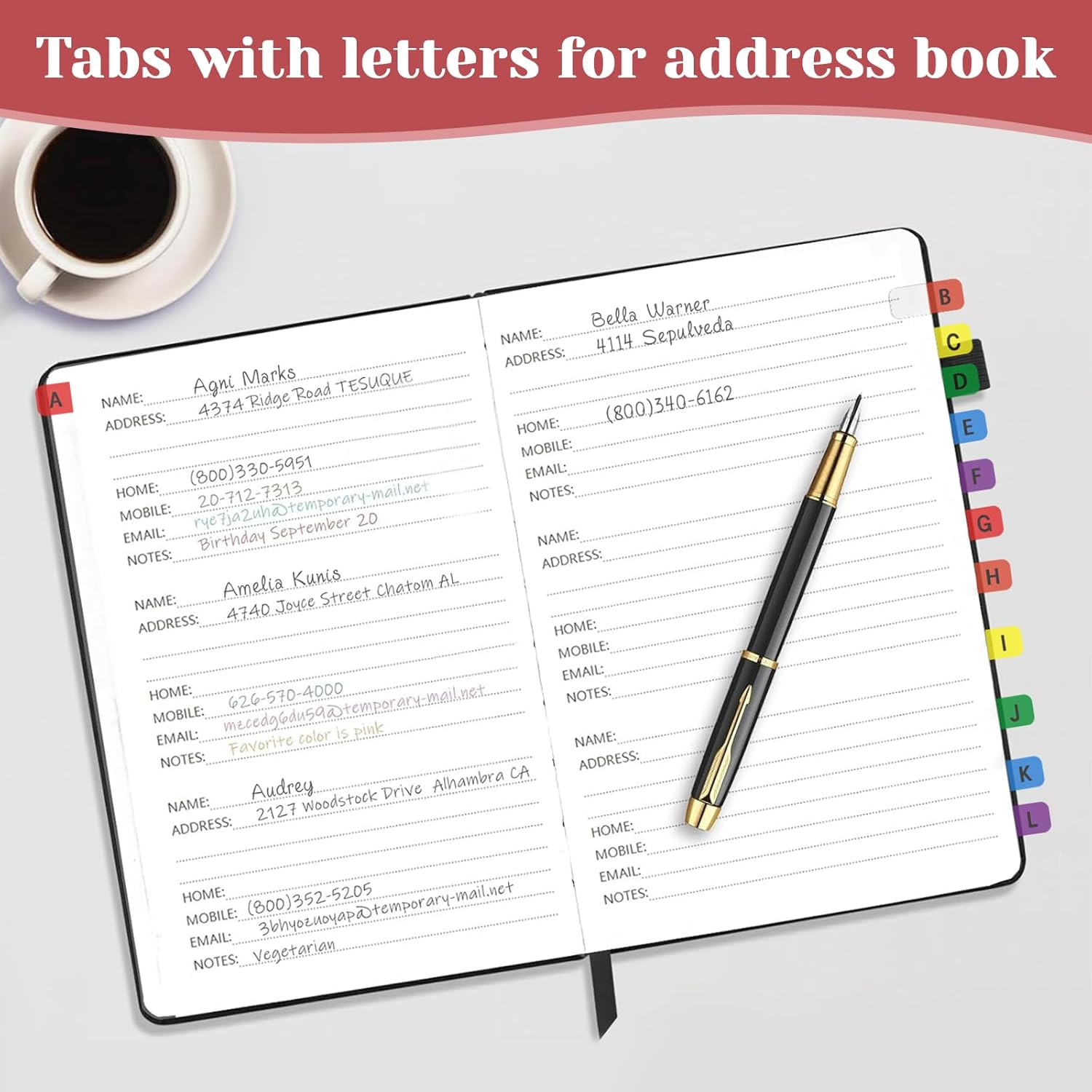 A-Z Sticky Alphabet Tabs, Colorful Self-Adhesive Letter Index Tabs for Notebook,