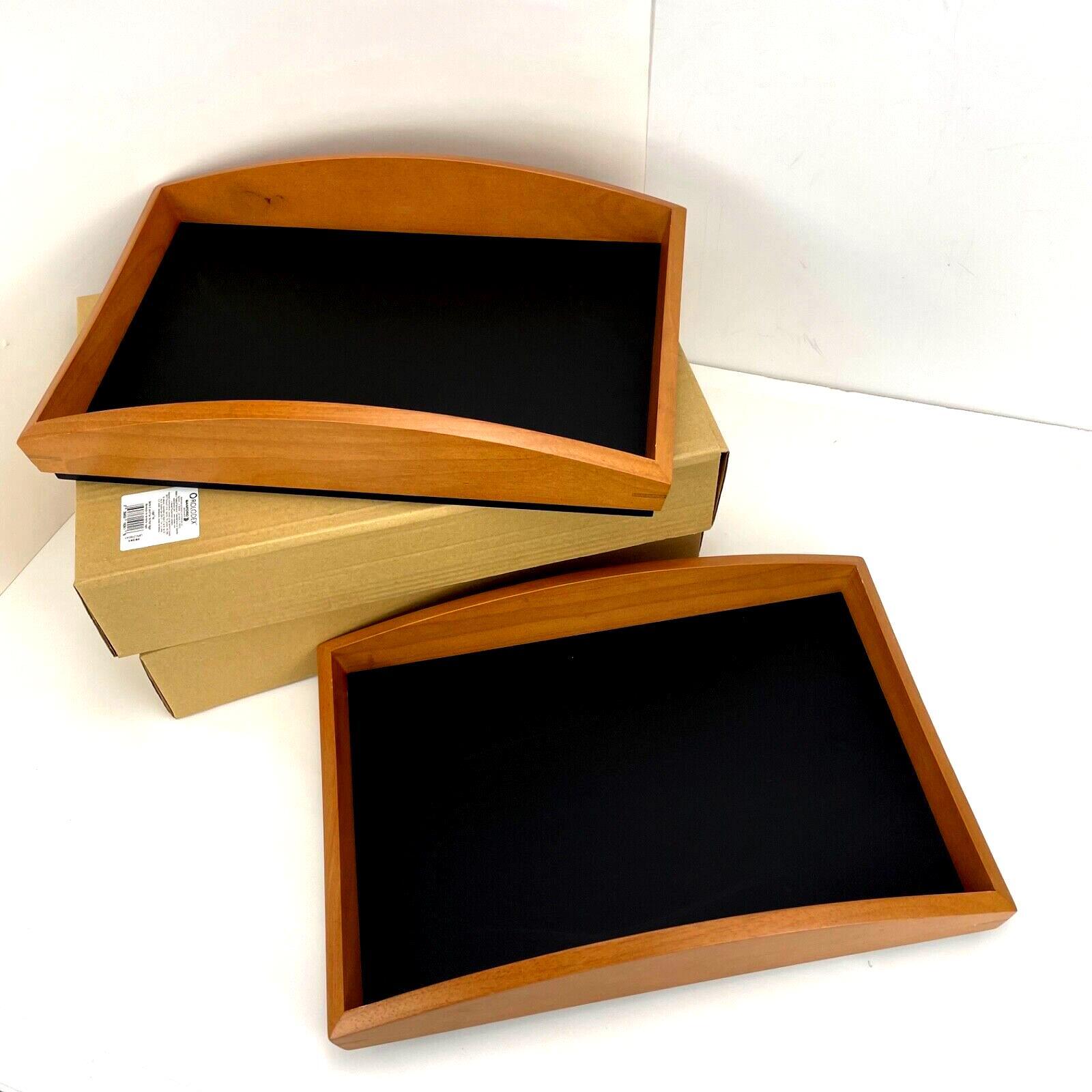 Rolodex Executive Sanford Line Legal Size Desk Tray Cherry Wood Lot Of 2