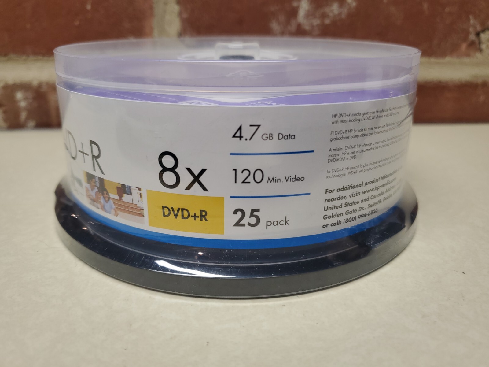 HP DVD-R Spindle 25 Pack 8X / 4.7GB / 120 Min New Sealed