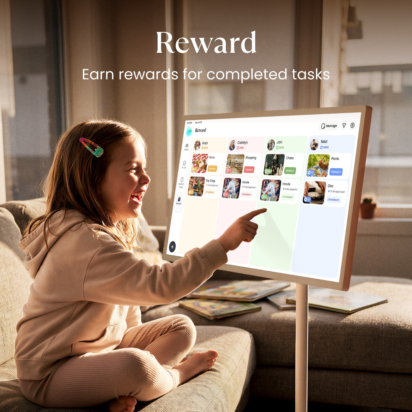 Cozyla Calendar Plus Go: 32″ Mobile Smart Digital Calendar, No Subscription