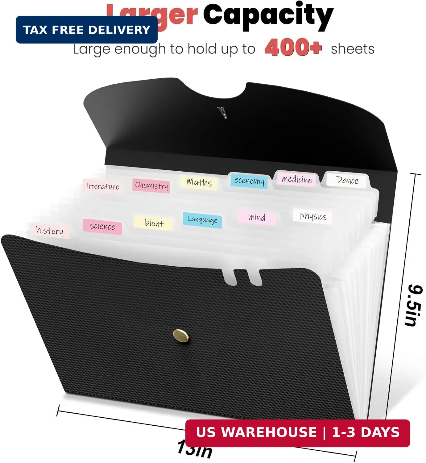 Sooez Expanding File Folder, 13 Pocket Accordion File Organizer, Monthly Expanda