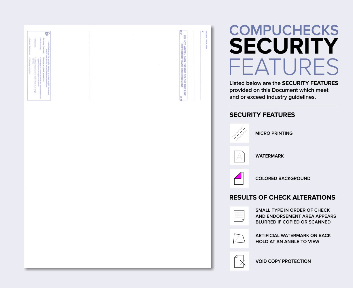 25 Blank Check Stock Paper – Check on Top – Steel Pinstripe